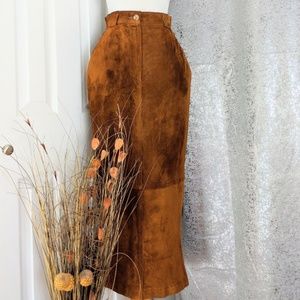 Talbot's 100% Suede Leather Midi Skirt Size 4